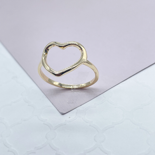 18k Gold Layered Simple Open Gold Heart Ring