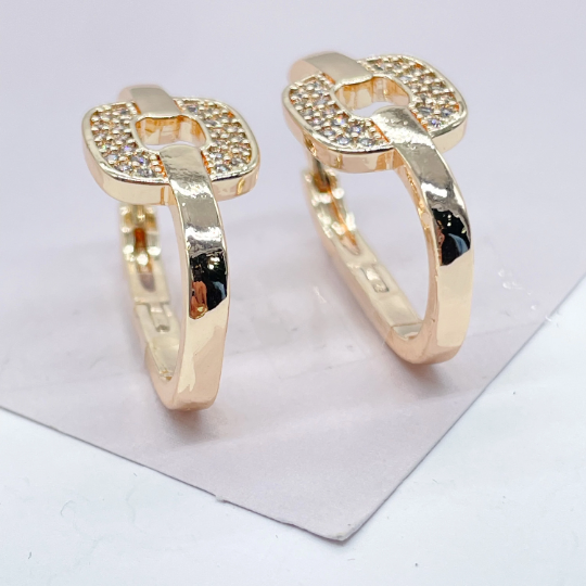 18k Gold Layered Zircon Single Link Earring