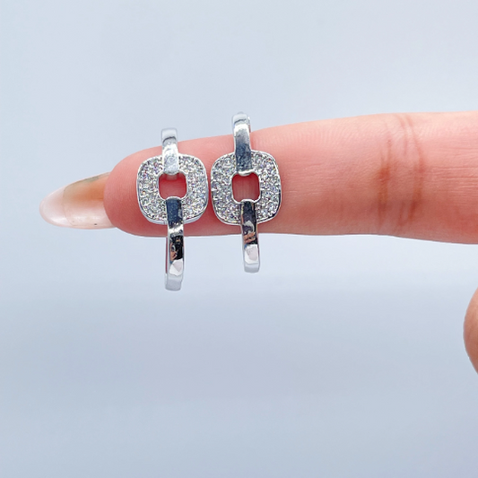 18k Gold Layered Zircon Single Link Earring
