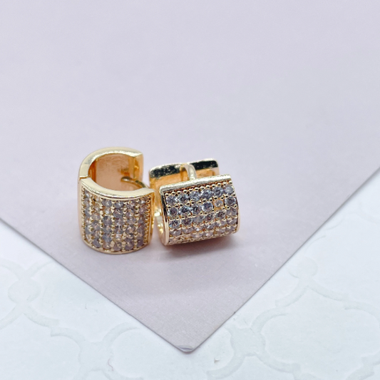 18k Gold Filled Tiny Micro Pave Cubic Zirconia Hoop Earrings
