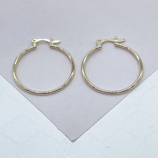 18k Gold Layered Thin Smooth Plain Hoops