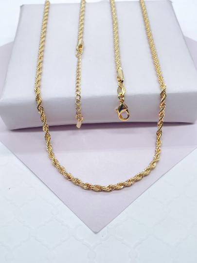 18k Gold Layered 2.5mm Rope Chain