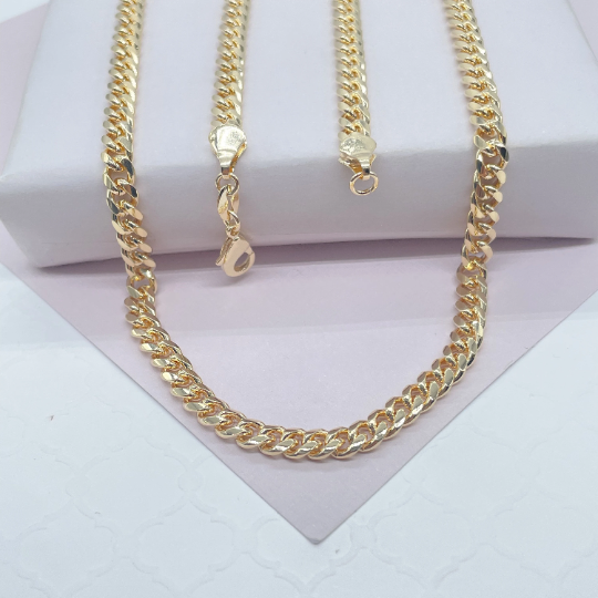 18k Gold Layered 5mm Cuban Link Chain, Wholesale Jewelry Making Supplies