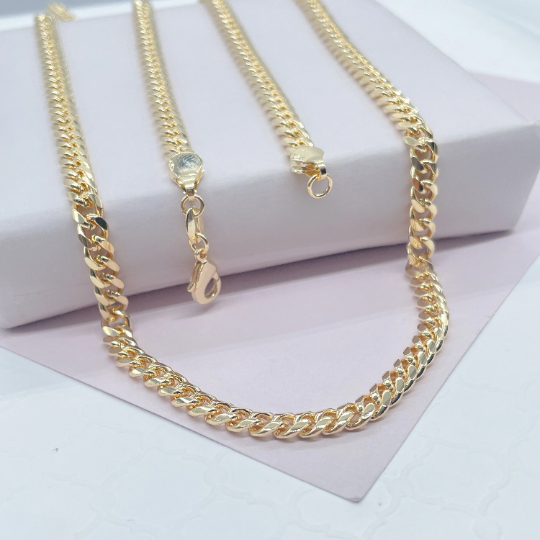 18k Gold Layered 5mm Cuban Link Chain, Wholesale Jewelry Making Supplies
