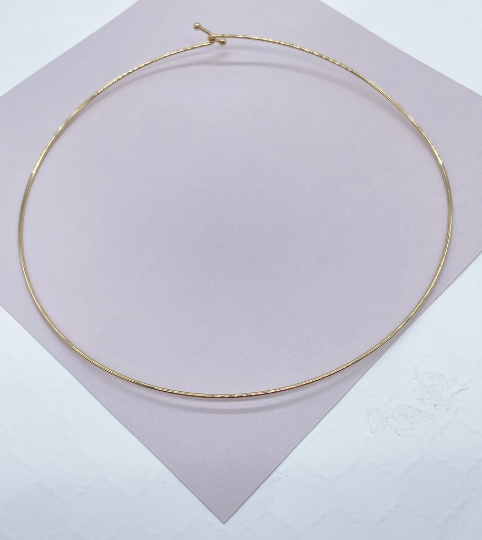 18k Gold Layered Hard Plain Omega Choker Necklace
