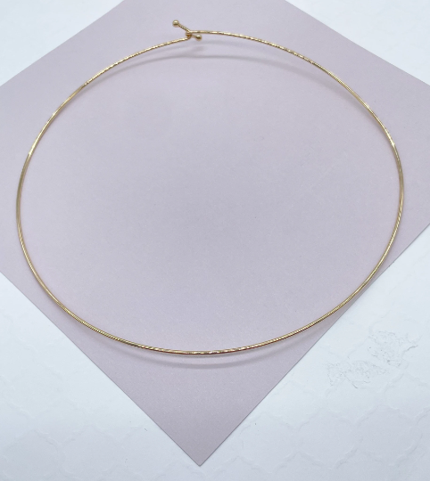 18K Gold Layered Hard Plain Omega Choker Necklace