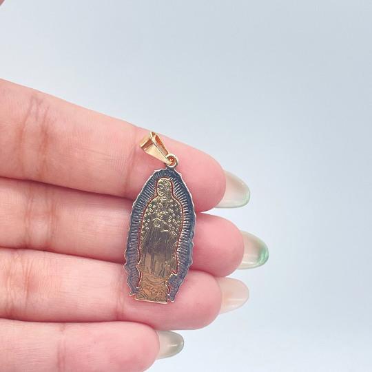 18k Gold Layered Guadalupe Pendant Two Tone Color