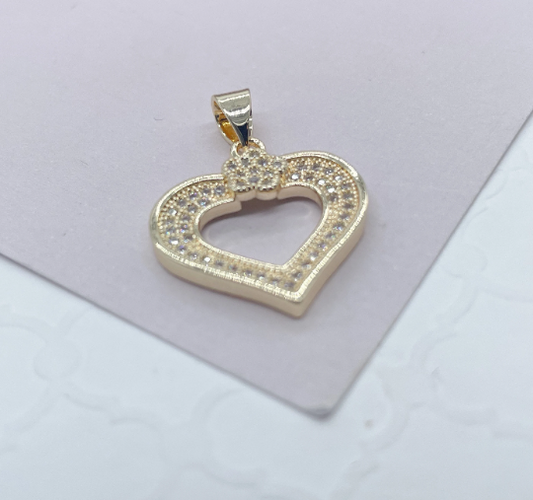 18k Gold Layered Micro Pave Cubic Zirconia Heart Pendant