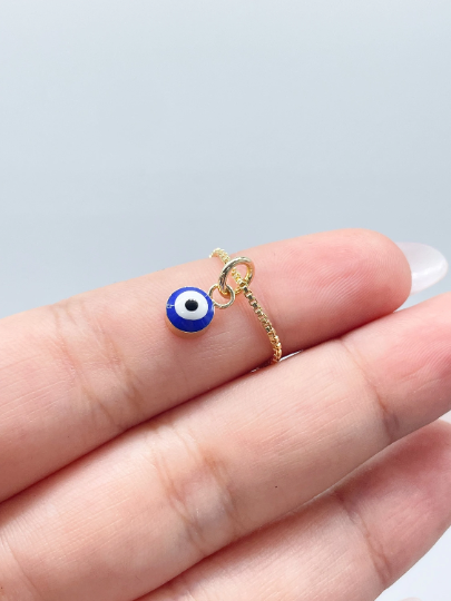 18k Gold Layered Simple & Small Blue Evil Eye SetWholesale Jewelry Supplies