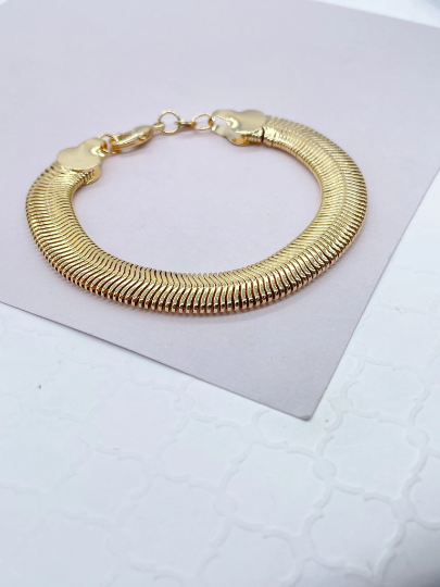 18k Gold Layered Thick Soft Snake Style Bracelet