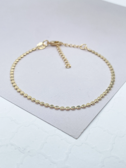 18k Gold Layered Flat Beaded Bracelet