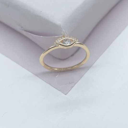 18k Gold Filled Simple Gold Zirconia Eye Ring