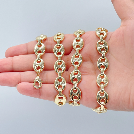 18k Gold Layered Thick Puffy Mariner Link Chain 11.6 mm Mariner Link Necklace