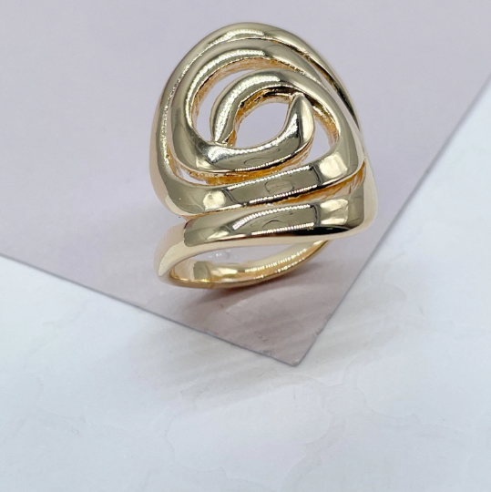 18k Gold Layered Plain Swirly Gold Ring