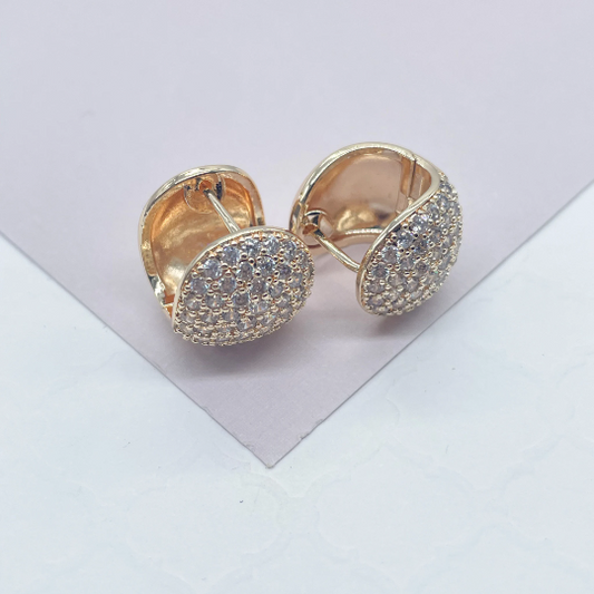 18k Gold Layered 13mm Chubby Pave Clicker Hoop