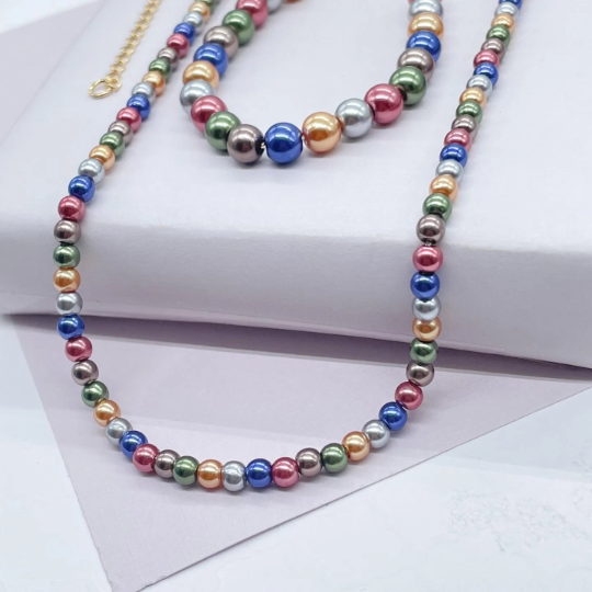 18K Gold Layered Colorful Beads Set