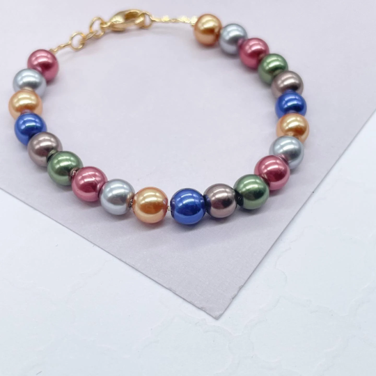 18K Gold Layered Colorful Beads Set