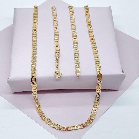 18k Gold Layered Mariner Chain 4mm Necklace