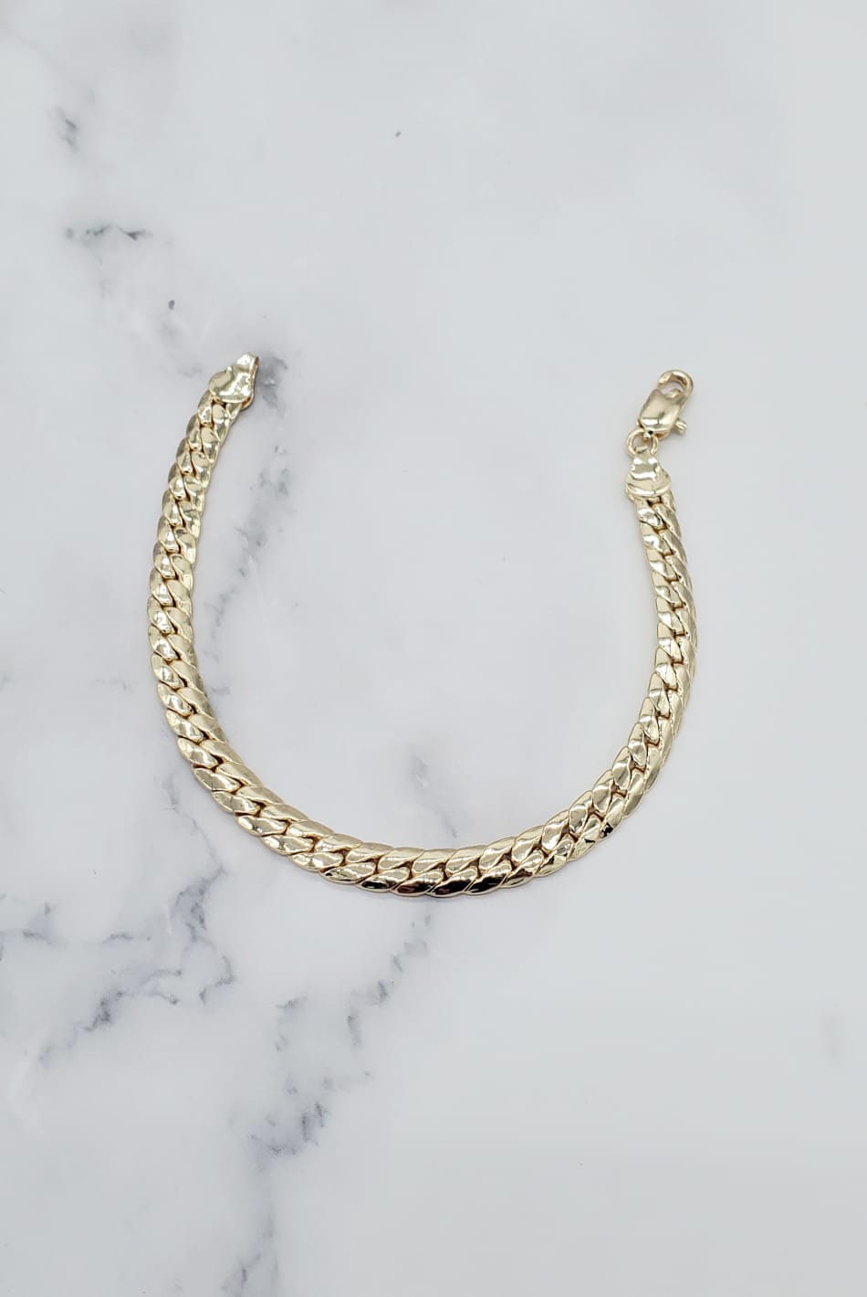 Men's silver large flat snake chain bracelet