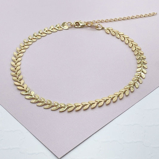 18k Gold Layered Fishtail Anklet Size 11" Length with Extension Wholesale