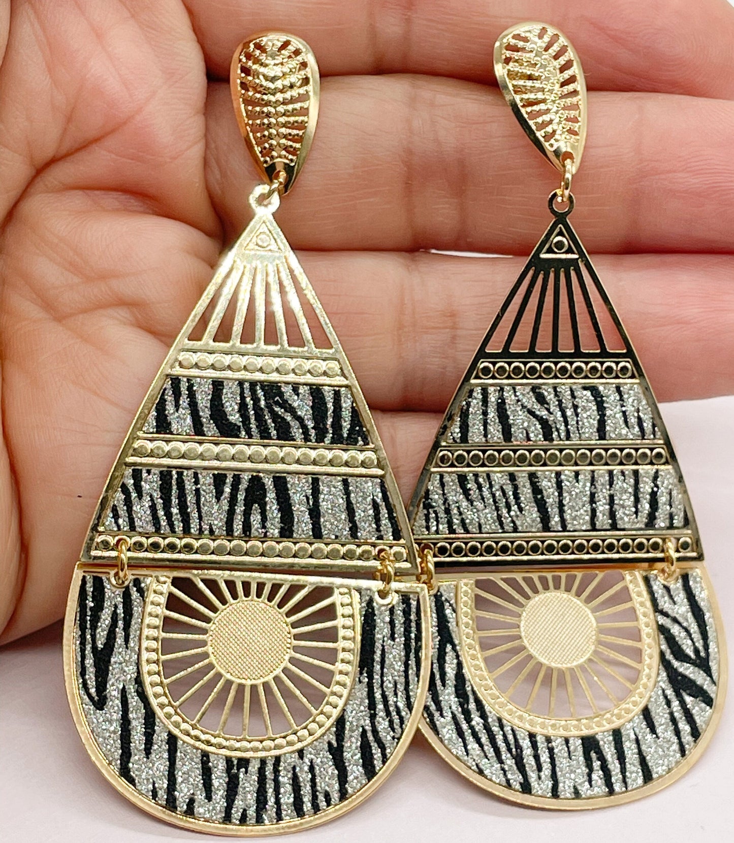 18k Gold Layered Egyptian Long Dangling Earrings Wholesale