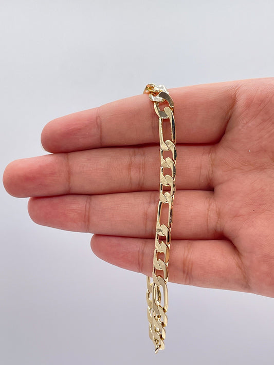 18k Gold Layered Figaro Bracelet