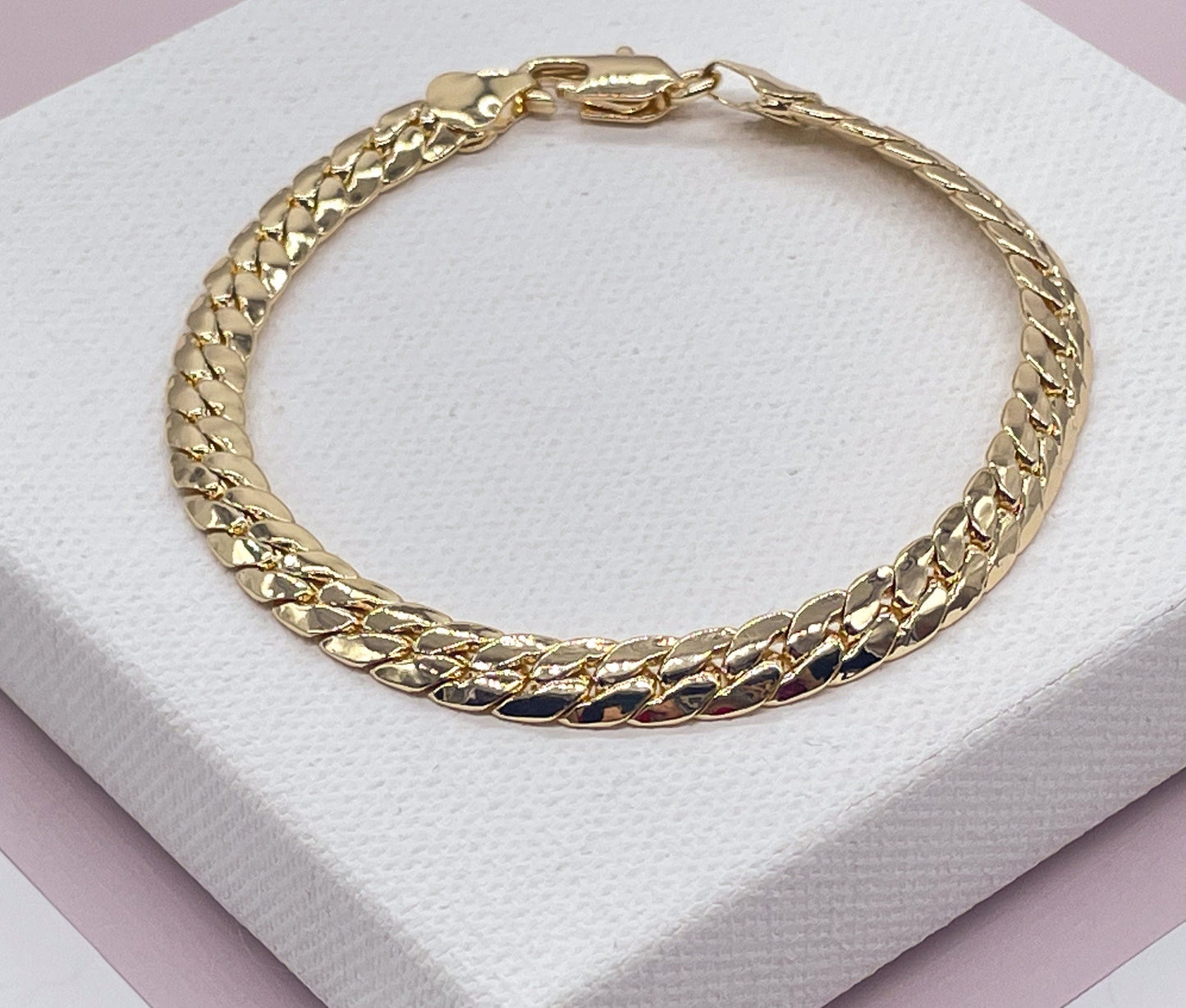 18k Gold Layered 6mm Flat Snake Like Bracelet Dainty For Jewelry Wholesale And