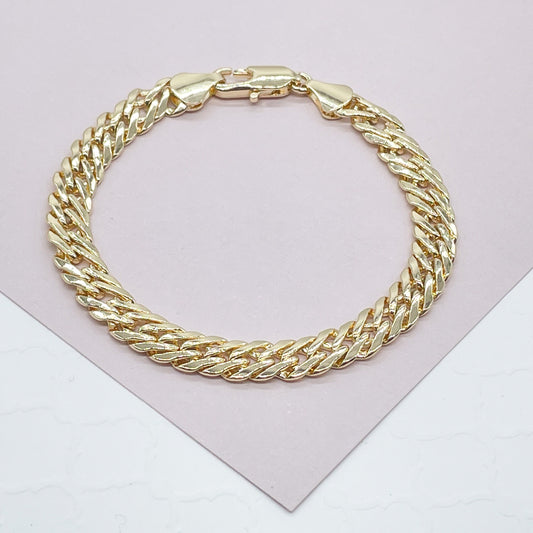 18k Gold Layered Double Cuban link bracelet In Available in Size 8 Inches by