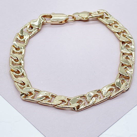 18k Gold Layered Fancy Wave Bracelet Hypoallergenic Jewelry Wholesale