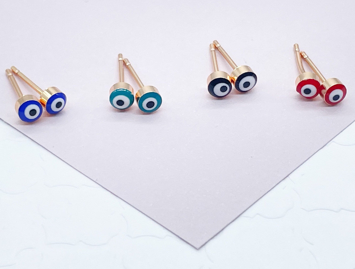 18k Gold Filled Little Dot Evil Eye Stud Earrings