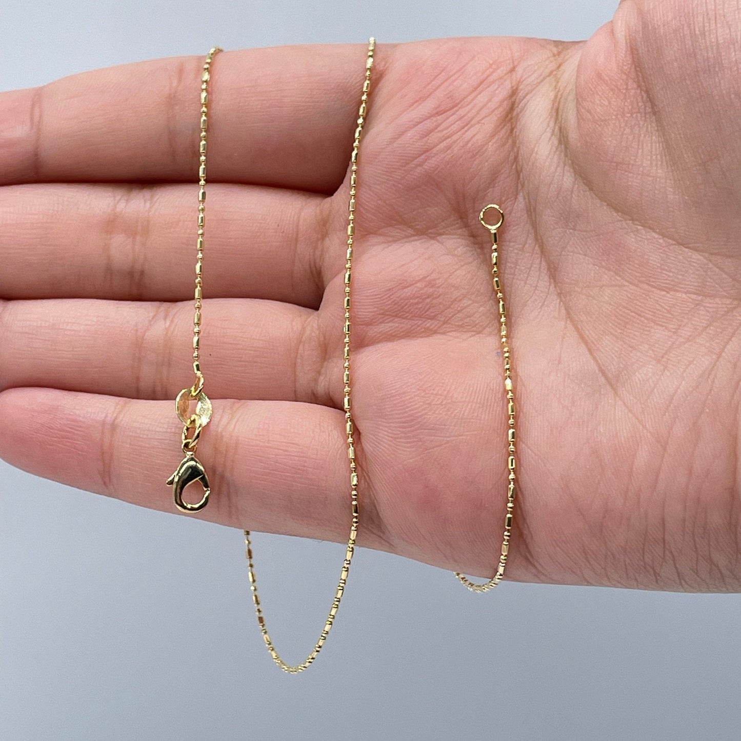 18k Gold Layered 1mm Extra Thin Dash Dot Chain For Wholesale And Jewelry Making