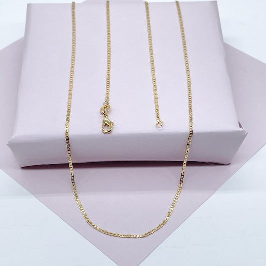 Very Delicate and Thin 18k Gold Layered 1.5mm Mariner Link Chain For Wholesale