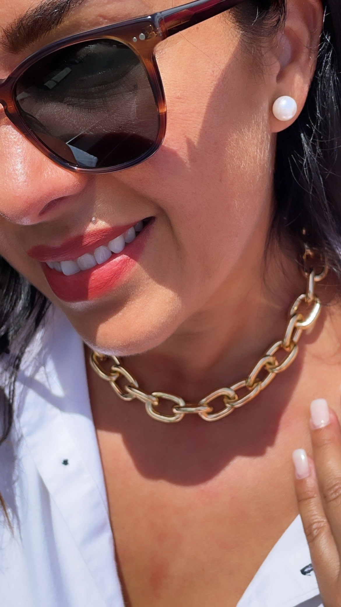 18k Gold Filled Thick Round Cable Link Choker Link Chain Necklace Chunky Choker Necklace 18k Gold Filled