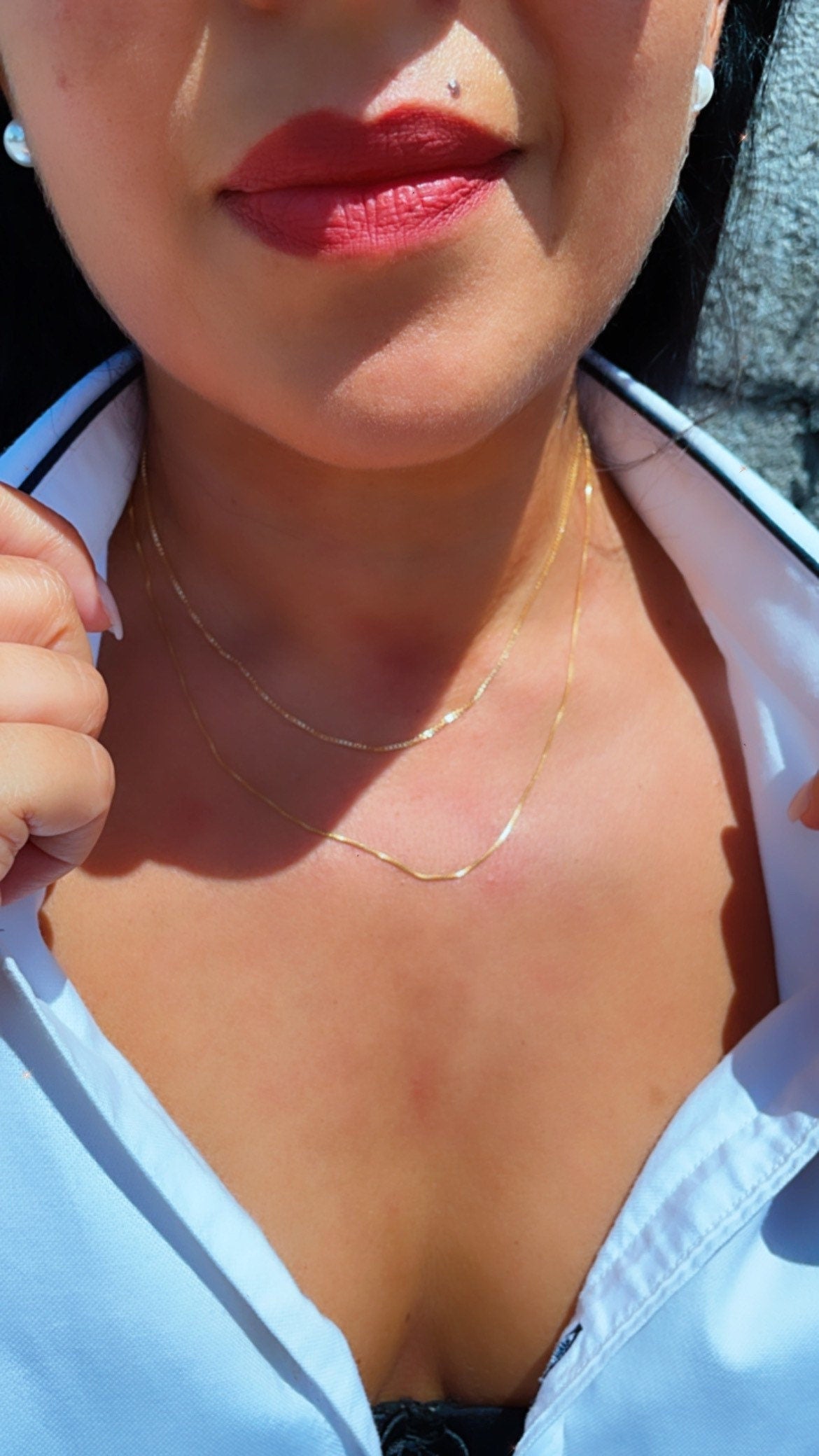 18k Gold Filled Box Chain 1mm Necklace Dainty Jewelry For Wholesale