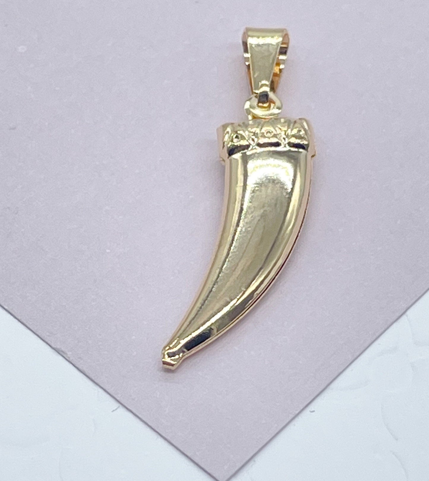 18k Gold Layered 25mm Elephant Tusk Charm For Wholesale And Jewelry Making