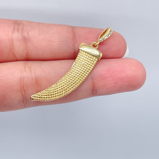 Ancient Good Luck Trendy 18k Gold Layered Dainty Elephant Tusk Charm And Micro