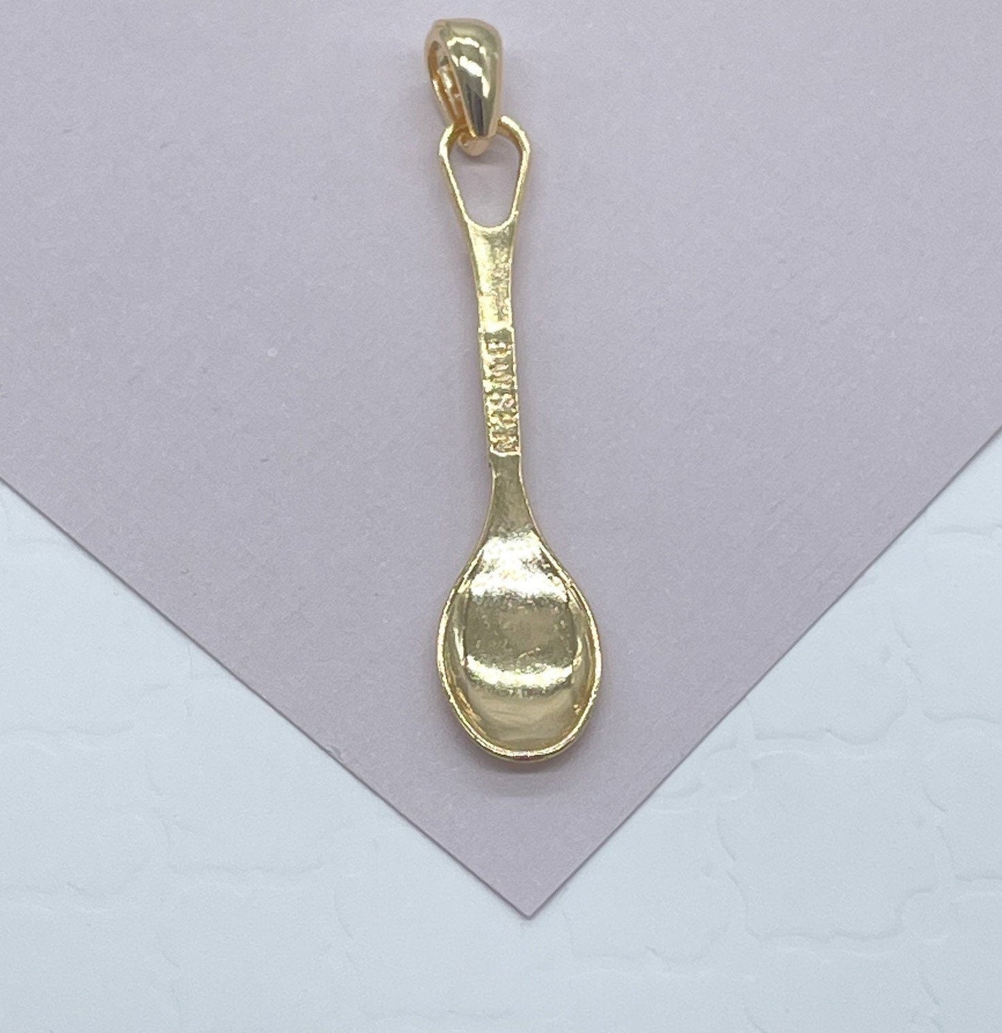 18k Gold Layered Fork & Spoon Charms, Dainty Spoon Pendant, Dainty Fork Pendant