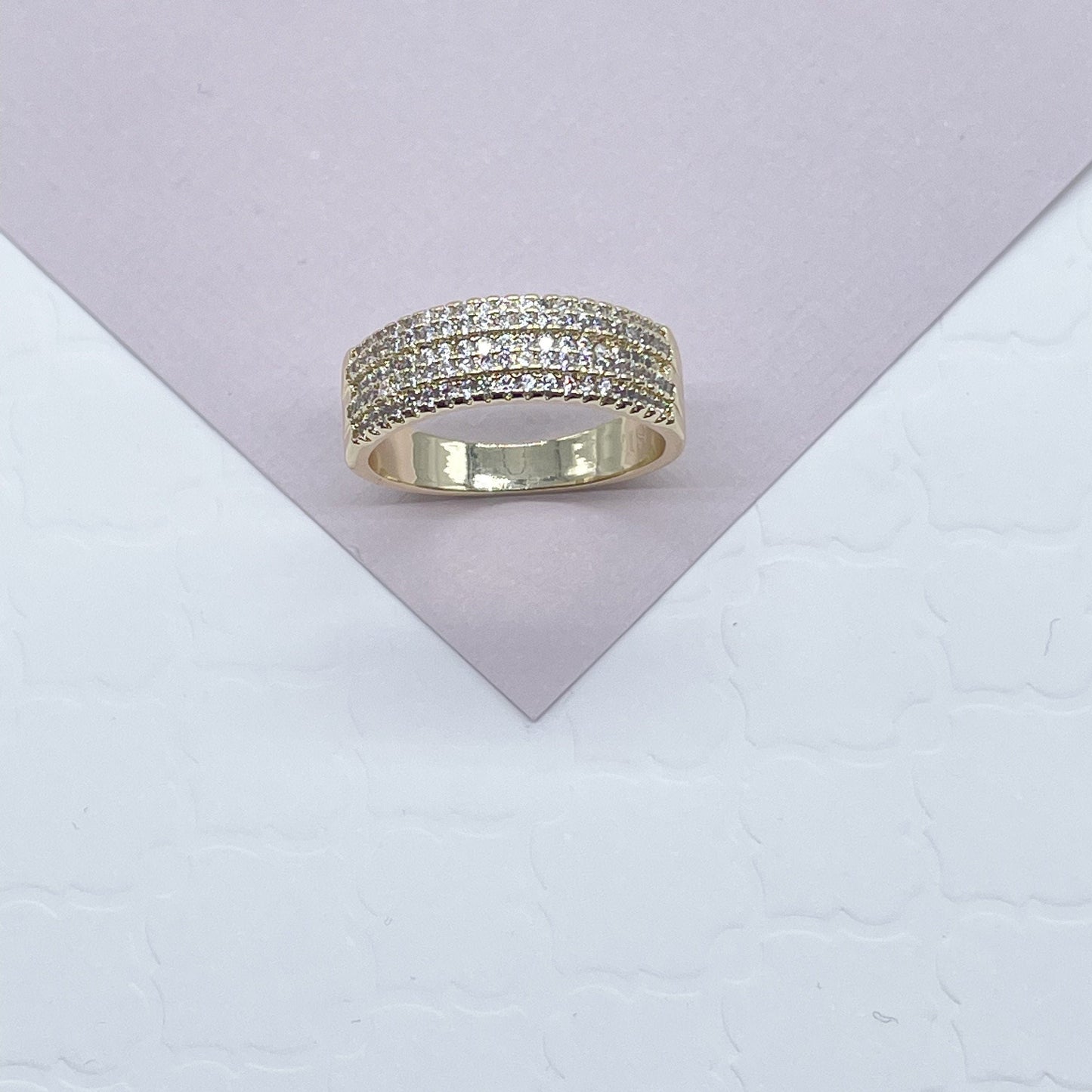 Gorgeous Sophisticate 18k Gold Layered Ring Featuring Micro Pave Cubic Zirconia