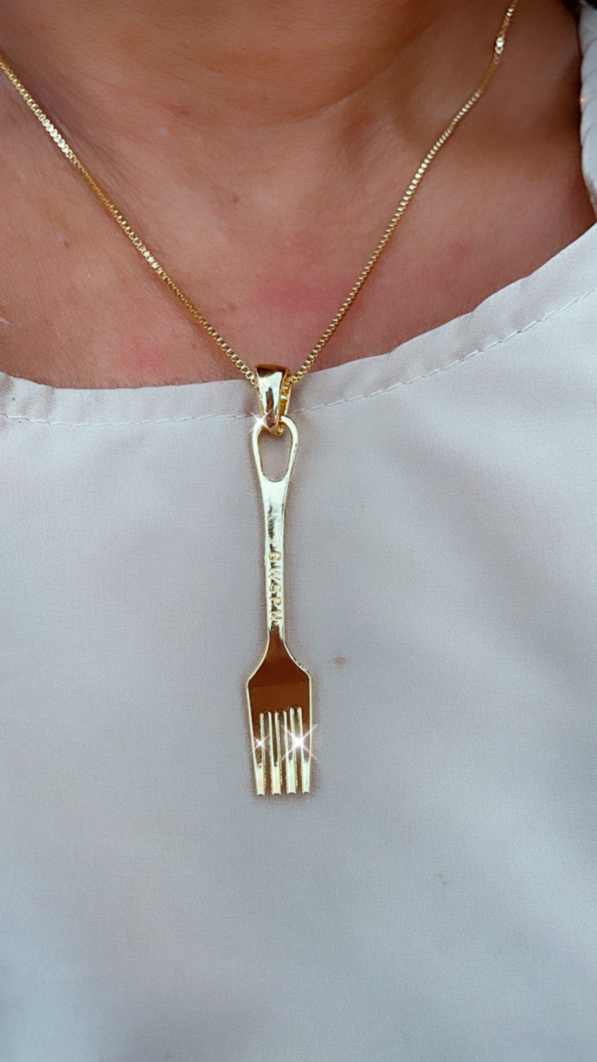 18k Gold Layered Fork & Spoon Charms, Dainty Spoon Pendant, Dainty Fork Pendant