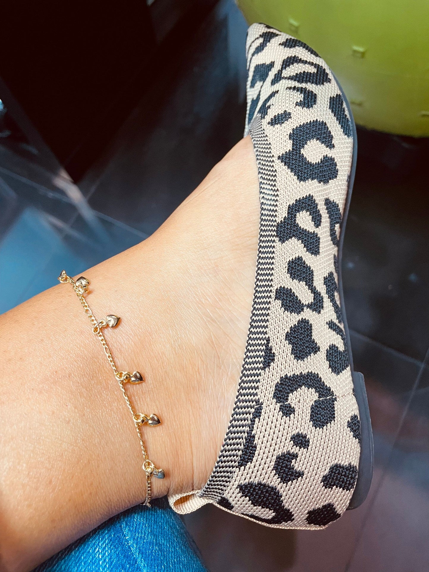 18K Gold Layered Mini Puffy Hearts Charm Anklet For Wholesale And Jewelry
