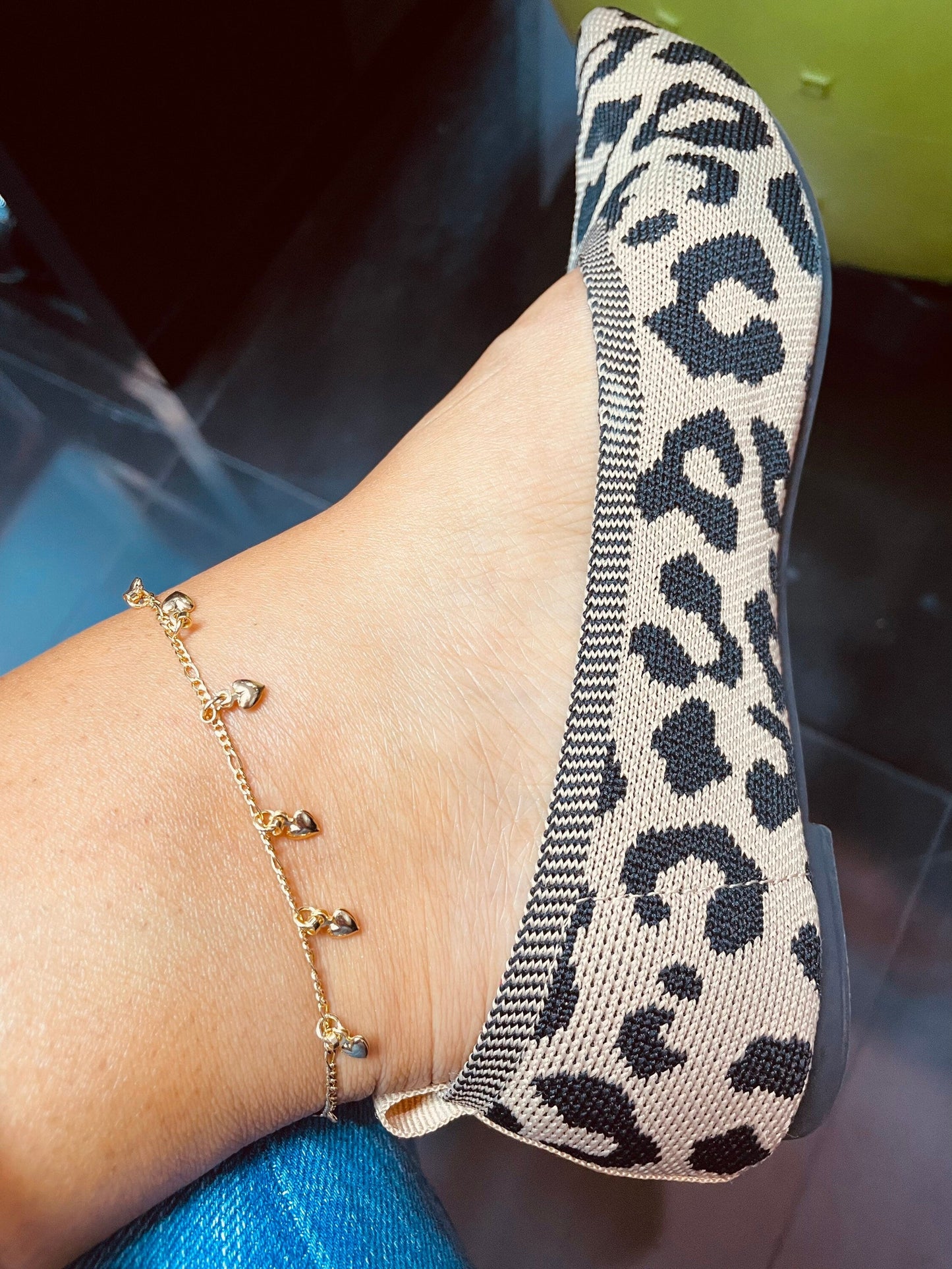 18K Gold Layered Mini Puffy Hearts Charm Anklet For Wholesale And Jewelry