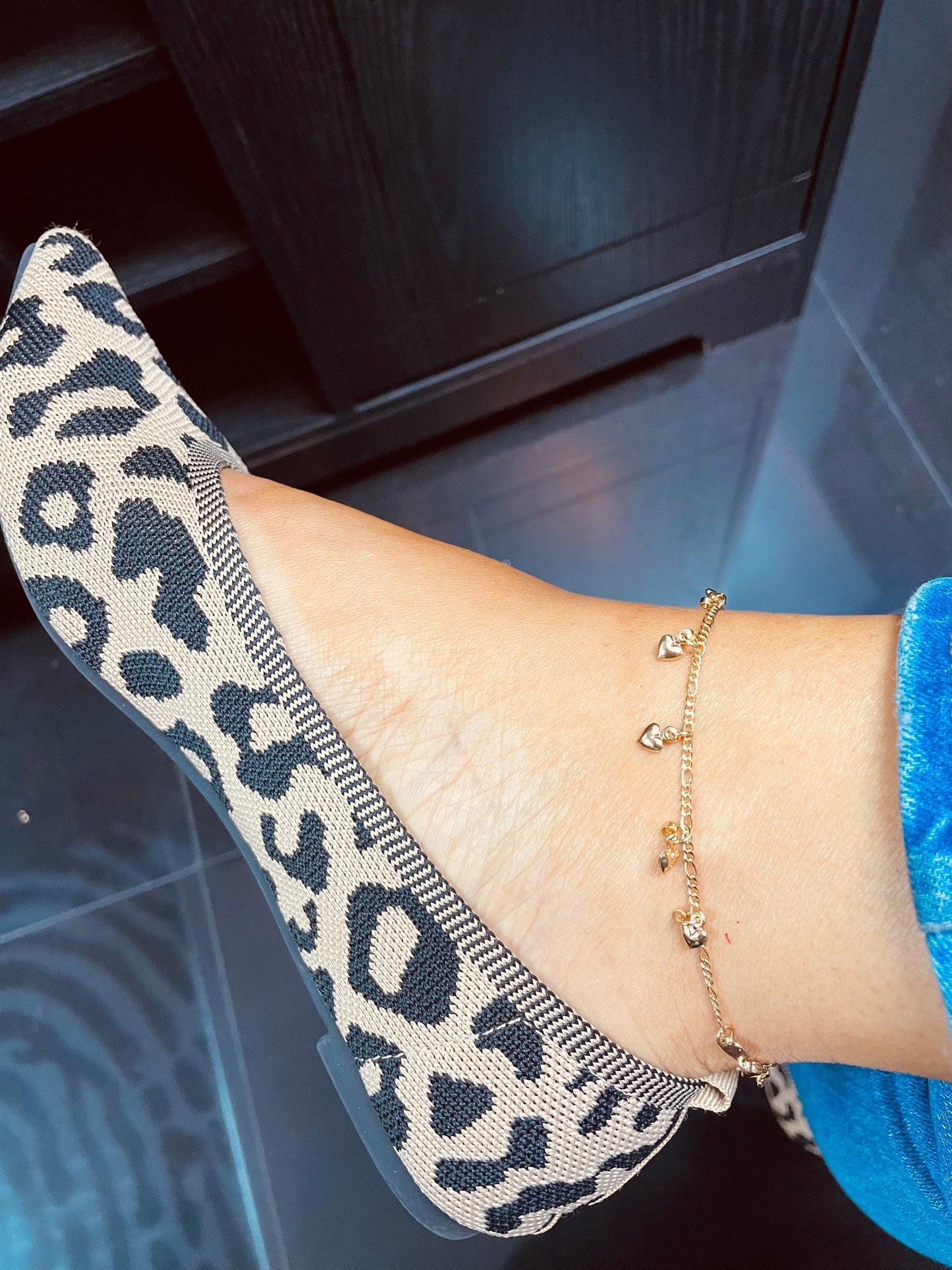 18K Gold Layered Mini Puffy Hearts Charm Anklet For Wholesale And Jewelry