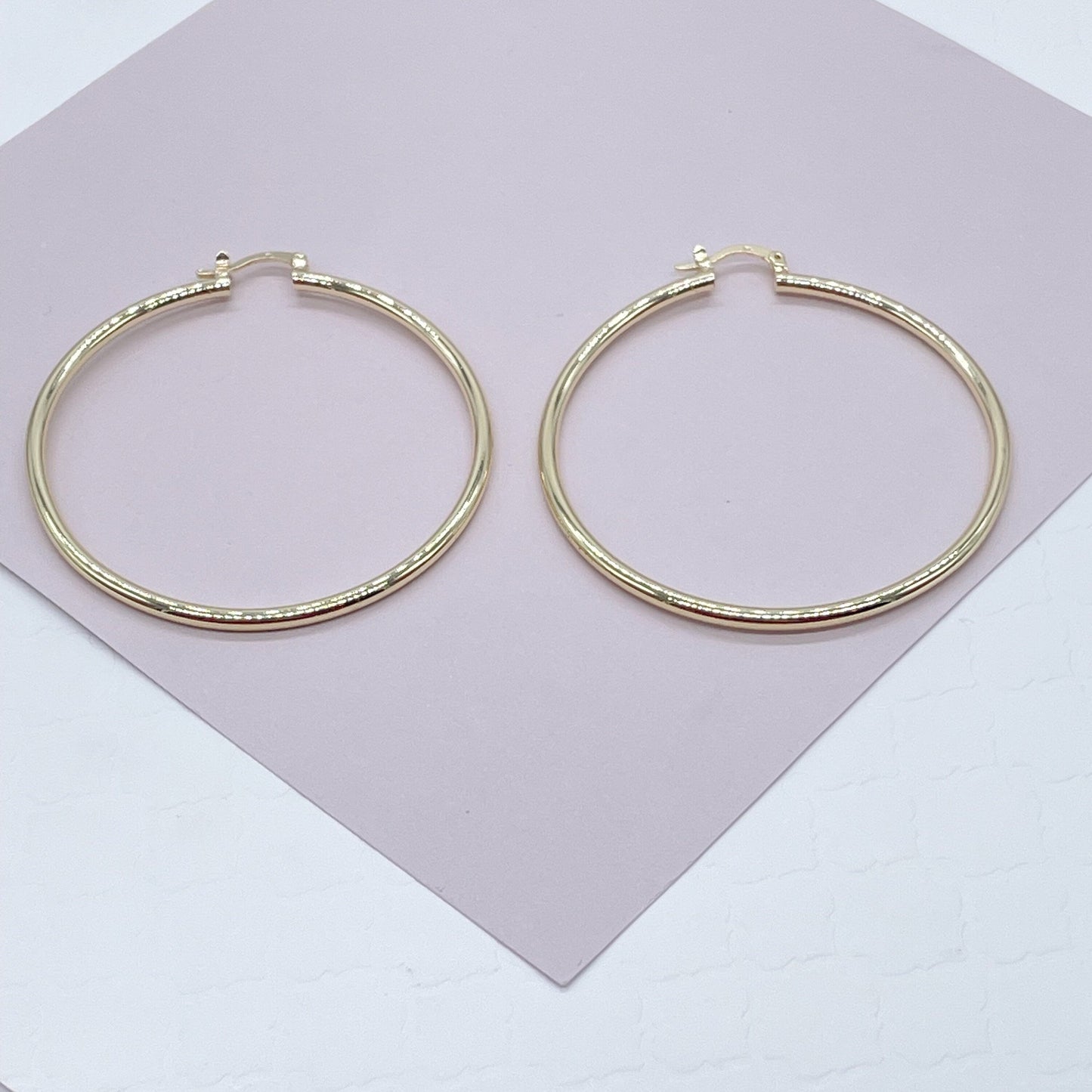 18k Gold Layered Plain Hoop Earrings Available Small, Medium, Large Sizes For the