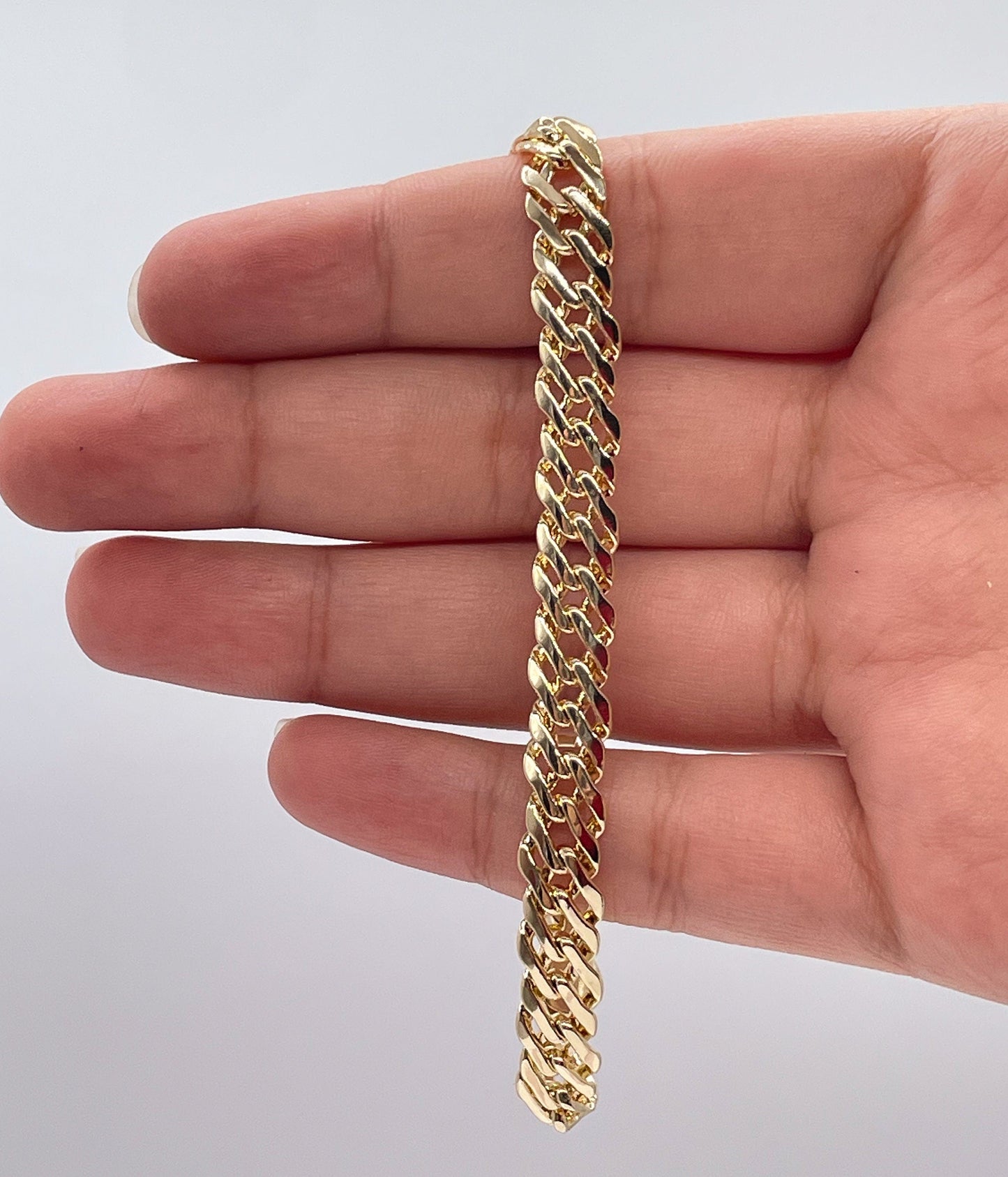 18k Gold Layered Double Cuban link bracelet In Available in Size 8 Inches by