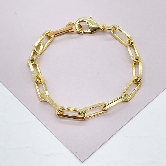 18k Gold Filled Paper Clip Bracelet Hypoallergenic Jewelry Wholesale, Paper Clip
