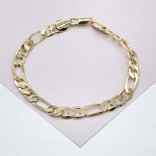 18k Gold Layered Figaro Bracelet