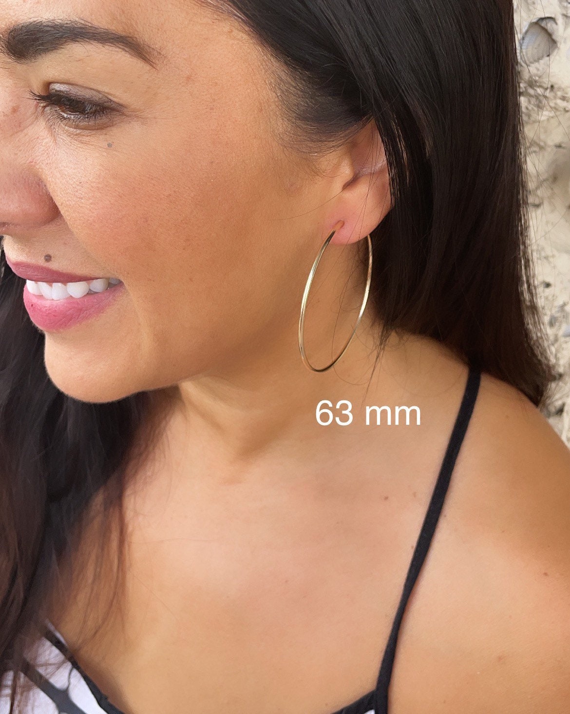 Very Light And Sturdy 18k Gold Layered Plain Thin Endless Hoop Earrings, Dainty