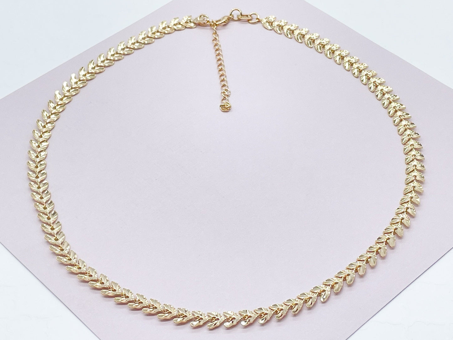18k Gold Layered Fishtail Choker, Chevron Style Choker Necklace, Fishbone, Gold