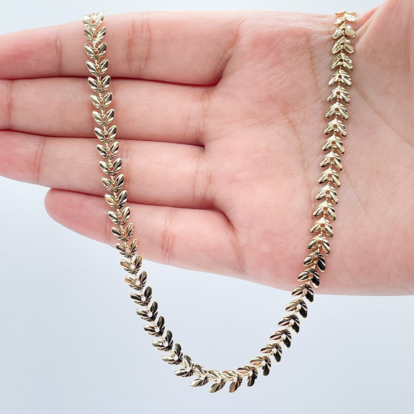18k Gold Layered Fishtail Choker, Chevron Style Choker Necklace, Fishbone, Gold