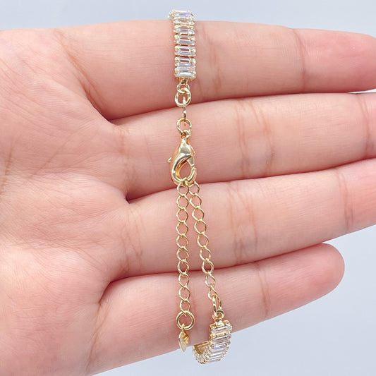 Gorgeous 18k Gold Layered Baguette Cubic Zirconia Set Choker Necklace and